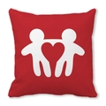 Red square Valentine's pillowcase with white abstract silhouettes forming a heart shape - Abstract Couple Heart Creative (29)