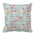 Romantic Love theme peach skin square throw pillow cover with hearts and Cupid prints - Light Blue Romantic Elements (20)