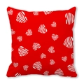Square red peach skin pillowcase with white striped hearts for Valentine's Day - Striped Heart Vitality (30)