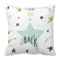 Gouden kussensloop met tekst I love you to the moon and back en sterrenpatroon - Maan Ster Belettering Ontwerp (2)