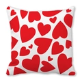 Funda de cojín cuadrada de piel de melocotón con corazones rojos sobre fondo blanco - Corazones Rojos Aleatorios (5)