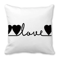 White peach skin pillowcase featuring handwritten love text and black heart patterns - 45x45cm / Simple LOVE Style (18)