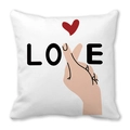 Minimalist square white peach skin pillowcase featuring LOVE letters and heart gesture - 45x45cm / Heart Gesture Style (20)
