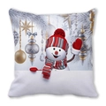 Christmas snowman cushion cover with red hat and festive decorations on peach skin fabric - Hand-painted Style Christmas Snowman (11)