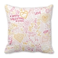 Federa bianca Happy Valentine's Day con motivi di cuori e uccelli in pelle di pesca - Stile Happy Valentine con uccelli e fiori (6)