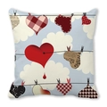 Valentine Peach Skin pillowcase featuring hanging heart patterns on light blue clouds - Hanging Hearts Style (Style A)