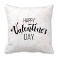 Happy Valentine's Day peach skin throw pillow case with pink geometric heart design - Thin Geometric Holiday Word (20) / 45x45cm