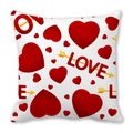 Funda de cojín blanca de San Valentín con corazones rojos y letras LOVE doradas - Letras LOVE Con Corazones (6)