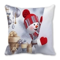 Christmas snowman pillow cover with red striped hat and festive gift decor - Cute Snowman With Gift Box Ornaments (12)