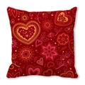 Red peach skin pillowcase with intricate heart and floral mandala patterns for Valentine - Graffiti Floral Mandala (2)