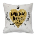 White Valentine's Day cushion cover with gold glitter heart and crown graphics - White Gold Heart Leaf (16) / 45x45cm