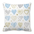 Federa in pelle di pesca con motivi geometrici a cuore in blu, oro e grigio - Stile cuore arte geometrica blu oro grigio (7)