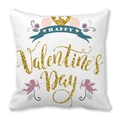 Housse de coussin dorée Happy Valentine's Day avec roses roses et motif Cupidon - Design Cupidon Rose (5) / 45x45 cm
