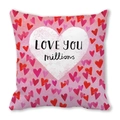 Pink peach skin pillowcase featuring LOVE YOU millions text and red hearts pattern - LOVE YOU Millions Pattern (5)