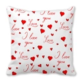Federa quadrata con cuori rossi e scritta I love you su tessuto in pelle di pesco - Stile I Love You cuore rosso (8)