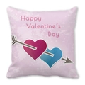 Peach skin Valentine's Day pillowcase with Happy Valentine's Day text and heart arrow design - Cupid Arrow Double Hearts (Style C)