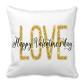 Housse de coussin blanche en peau de pêche avec texte LOVE doré de la Saint-Valentin - Design Manuscrit LOVE Paillettes Dorées (6) / 45x45 cm