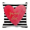 Striped Valentine cushion cover with red heart and 'All you need is love' text - Striped Watercolor Heart (2) / 45x45cm
