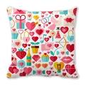 Federa per cuscino San Valentino con cuori rossi e icone romantiche - Stile stampa integrale icone colorate di San Valentino (9)