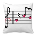 White square pillowcase with music sheet and red heart notes for Valentine's Day - Musical Note Heart (3) / 45x45cm