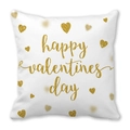 Housse de coussin blanche Saint-Valentin avec motifs de cœurs dorés et lettrage or - Cœur Pailleté Doré Saint-Valentin Simple (7) / 45x45 cm