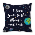 Donkerblauw kussensloop met I love you to the Moon and back tekst en ruimtevaart thema - Donkerblauw Ruimte Cartoon MoonAndBack (3)