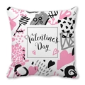 Valentine's Day square throw pillow cover with pink abstract heart doodle print - Pink Wave Abstract Valentine (5)