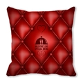 Red tufted square pillowcase with Valentine's Day Special Menu print and heart motifs - Red Leather Diamond Grid (5)