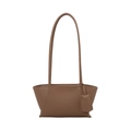 Borsa tote vintage in similpelle marrone con spalline lunghe e design a trapezio - Cachi
