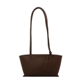 Borsa a spalla minimalista marrone scuro da donna con design a trapezio e cinturini - Marrone