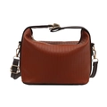 Borsa a mano con trama plissettata verticale color ruggine e tracolla sottile marrone - Marrone