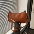 Chic brown crocodile embossed underarm bag with silver zipper and slim strap - Brown