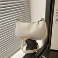 Chic white crocodile pattern underarm bag with minimalist shoulder strap for women - White