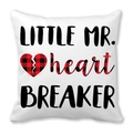 Peach skin pillowcase featuring Little Mr. Heart Breaker print in red plaid - Little Mr Heart Breaker Style