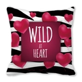 Wild at Heart zebra print square pillowcase with red heart balloons and romantic text - Zebra Stripe Red Frame Heart Balloon (19) / 45x45cm