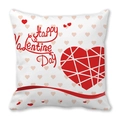 Square Happy Valentine's Day peach skin pillowcase with geometric red hearts design - Geometric Split Heart Happy Valentine's Day (20) / 45x45cm