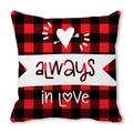 Buffalo plaid peach skin pillowcase with always in love heart graphic print - Always In Love Style (7)