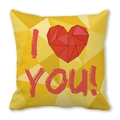 Valentine Peach Skin pillowcase with yellow geometric background and red I LOVE YOU heart - Yellow Pop Art Heart (Style E)