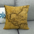 Vintage nautical map pillow cover with Virginia and Cuba print on a grey sofa - Vintage Nautical Map Compass Style 3