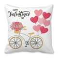 Valentine's Day pillow case featuring a vintage bicycle and heart balloons on white fabric - 45x45cm / Bicycle Balloon Style (5)