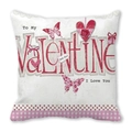 Pink Valentine Happy Peach Skin pillowcase with red Valentine art text and hearts - Valentine Bow Style (8)