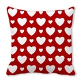 Funda de cojín roja de piel de melocotón con corazones blancos para San Valentín - Fondo Rojo Corazones Blancos (10)