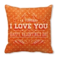 Orange Valentine's Day pillowcase with 14 February text and heart patterns - Orange Heart Background (5) / 45x45cm