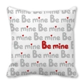 Federa in pelle di pesca con testo 'Be mine' e cuori rossi per San Valentino - Stile motivo ripetuto Be Mine rosso grigio (11)