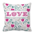 Peach skin pillowcase featuring artistic pink LOVE letters and rooster heart pattern - Hand-painted Rooster Heart (6)