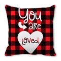 Red and black buffalo plaid pillow cover with white heart and You Are Loved print - You Are Loved Style (8)