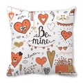 White peach skin pillowcase with orange Be Mine and love hand-drawn hearts prints - Heart Truck Graffiti (7)