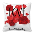Valentine's Day pillowcase featuring red roses and hearts with Happy Valentine's Day text - 18x18 Inch / Rose Heart Print (1)