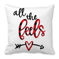 Square peach skin pillowcase with all the feels text and red black buffalo plaid heart - All The Feels Plaid Arrow Style