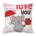 Pink peach skin pillowcase featuring a cute cartoon elephant with love you text - 45x45cm / Elephant Heart Style (6)